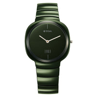 Titan Squircle Camo Quartz Analog Green Dial Ceramic Strap Watch For Unisex