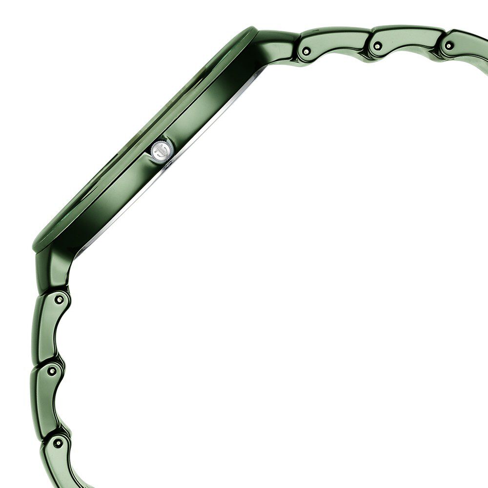Titan Edge Green Squircle Dial Ceramic Strap Analog Watch for Unisex