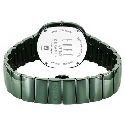 Titan Squircle Camo Quartz Analog Green Dial Ceramic Strap Watch For Unisex