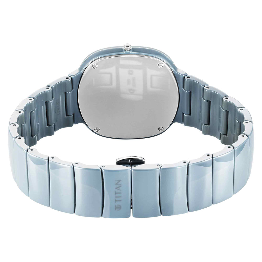 Titan Squircle Blue Dial Ceramic Strap Analog Watch for Unisex
