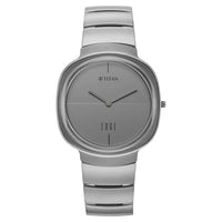 Titan Edge Squircle Grey Dial Titanium Strap Analog Watch For Men