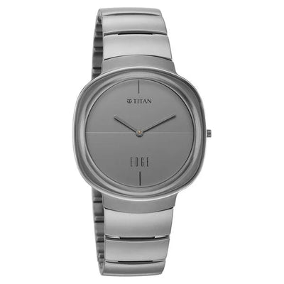 Titan Edge Squircle Grey Dial Titanium Strap Analog Watch For Men