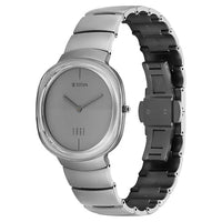 Titan Edge Squircle Grey Dial Titanium Strap Analog Watch For Men