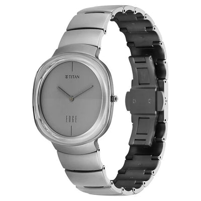 Titan Edge Squircle Grey Dial Titanium Strap Analog Watch For Men