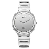 Titan Edge Squircle Silver Dial Titanium Strap Analog Watch for Men