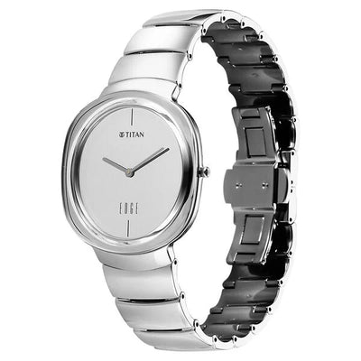 Titan Edge Squircle Silver Dial Titanium Strap Analog Watch for Men