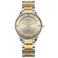 Titan Champagne Dial Two Toned Stainless Steel Strap Analog Watch for Men