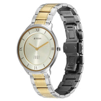 Titan Champagne Dial Two Toned Stainless Steel Strap Analog Watch for Men