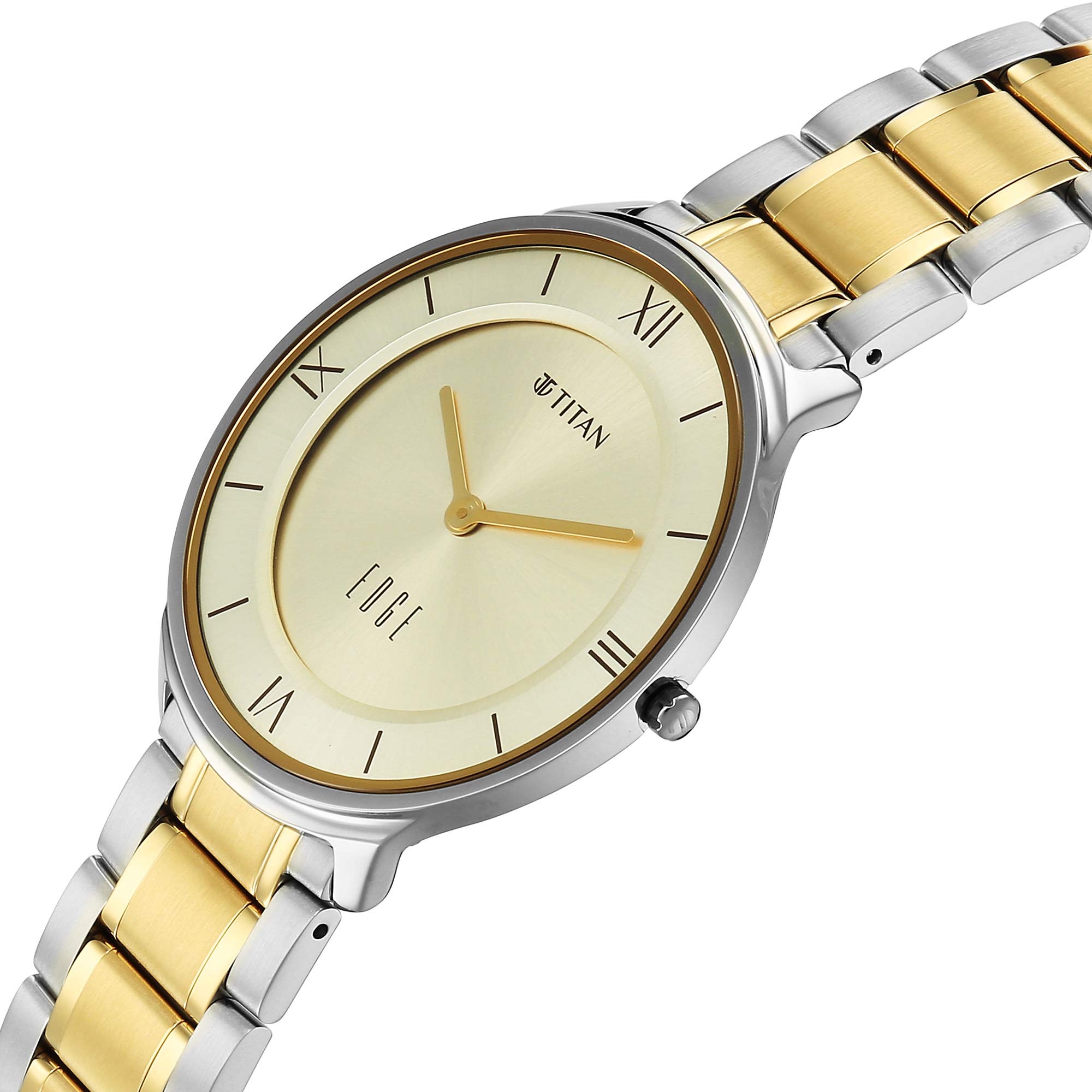 Titan Champagne Dial Two Toned Stainless Steel Strap Analog Watch for Men