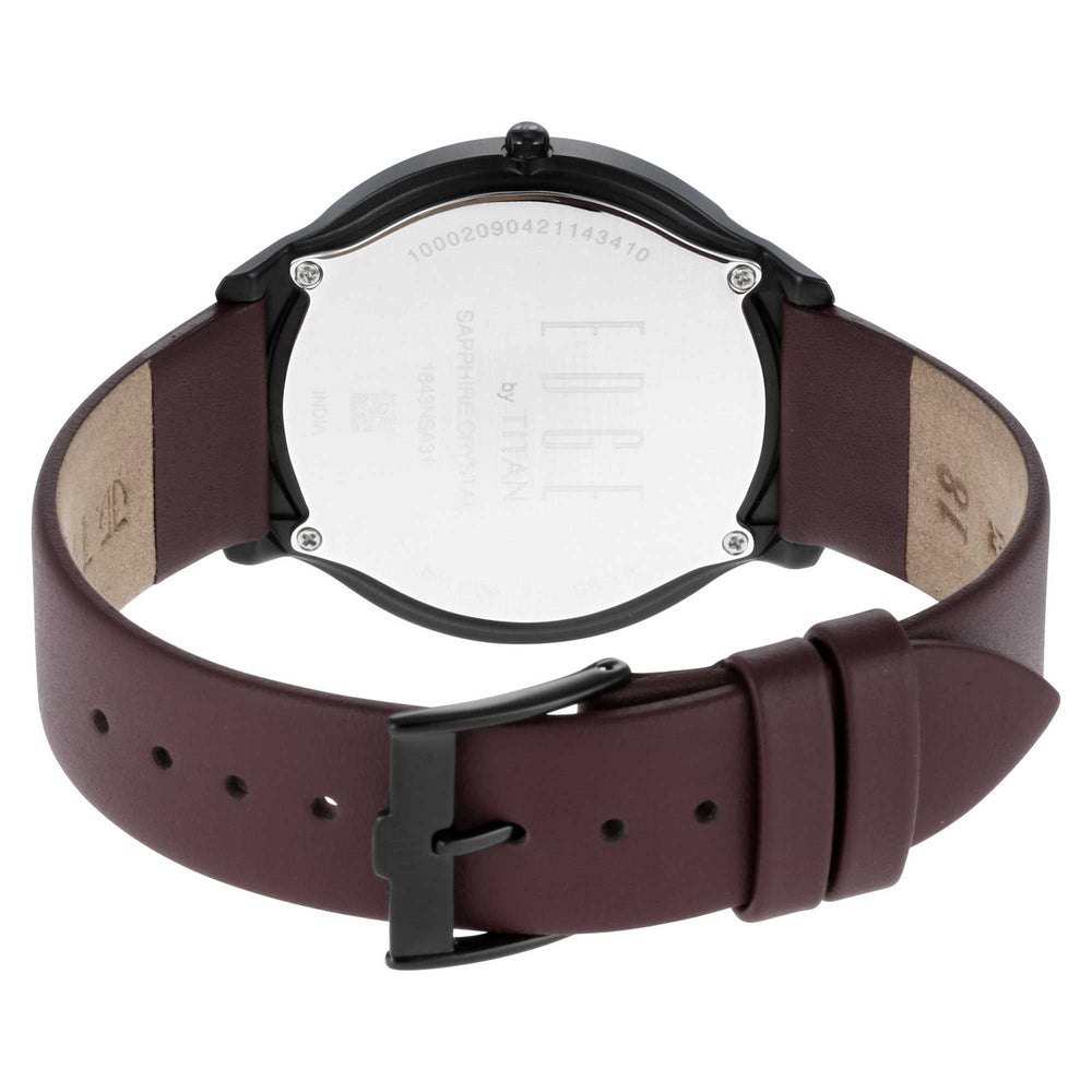 Titan Edge Slim Leather Strap Black Dial Analog Watch for Men