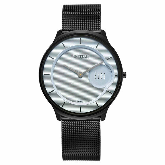 Titan Edge Murals Quartz Analog Grey Dial Stainless Steel Strap Watch For Men