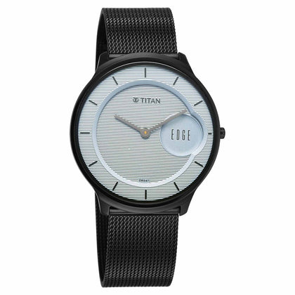 Titan Edge Murals Quartz Analog Grey Dial Stainless Steel Strap Watch For Men