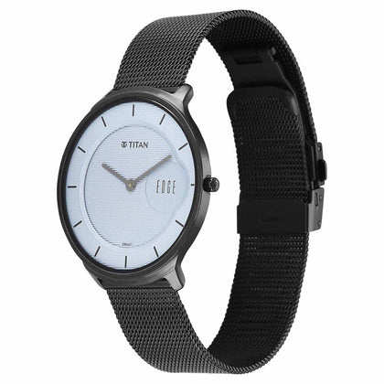 Titan Edge Murals Quartz Analog Grey Dial Stainless Steel Strap Watch For Men