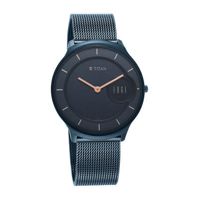 Edge Baseline Blue Dial Stainless Steel Strap Watch Men