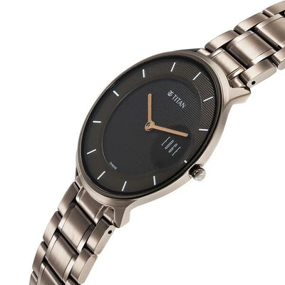 Titan Edge Slim Stainless Steel Strap Brown Dial Analog Watch for Men