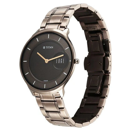 Titan Edge Slim Stainless Steel Strap Brown Dial Analog Watch for Men