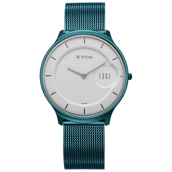 Titan White Round Dial Blue Strap Watch For GEN