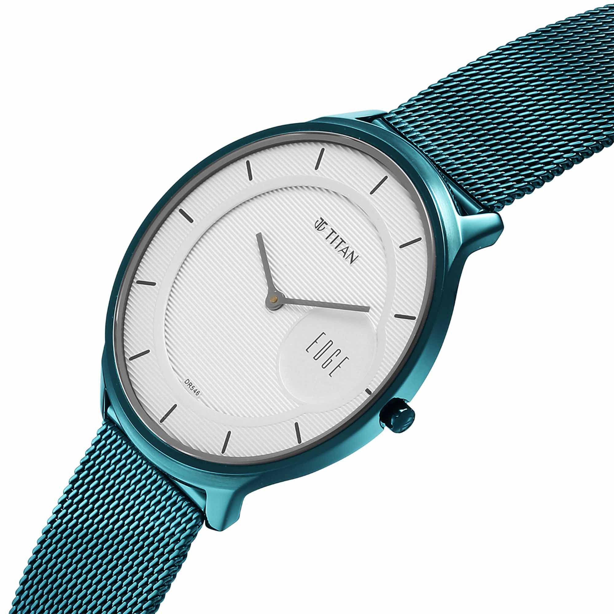 Titan Edge White Dial Blue Metal Strap Analog Watch for Men