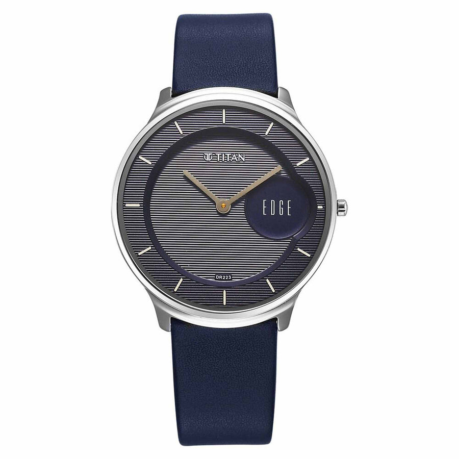 Titan Edge Murals Quartz Analog Blue Dial Blue Leather Strap Watch For Men