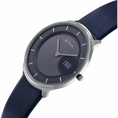 Titan Edge Murals Quartz Analog Blue Dial Blue Leather Strap Watch For Men