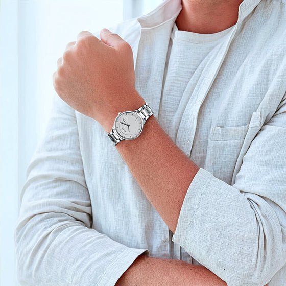 Titan Edge Metal Silver Dial Stainless Steel Strap Watch for Men