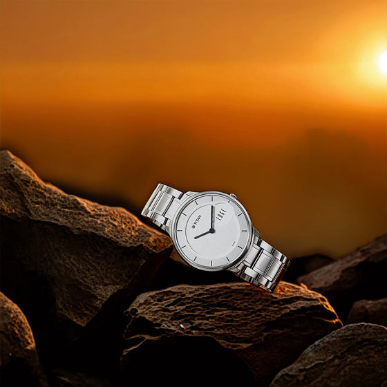 Titan Edge Metal Silver Dial Stainless Steel Strap Watch for Men