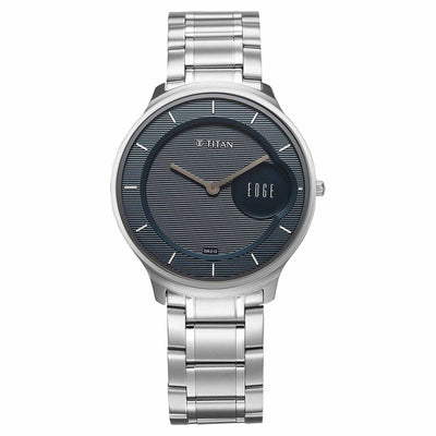 Titan Edge Murals Quartz Analog Blue Dial Stainless Steel Strap Watch For Men