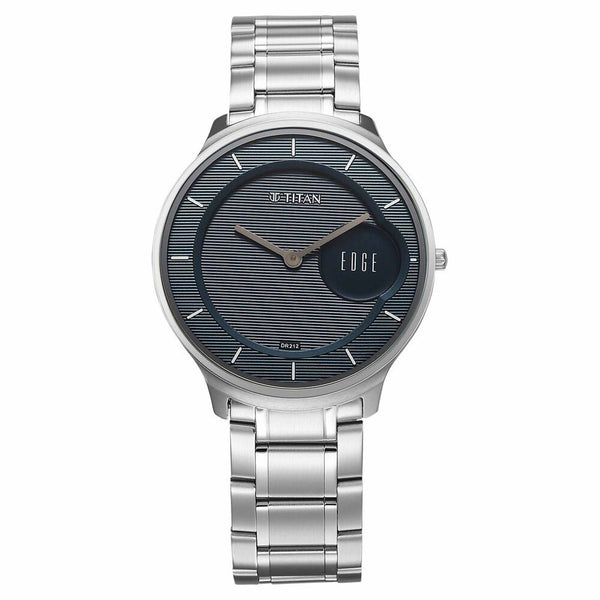 Titan Edge Murals Quartz Analog Blue Dial Stainless Steel Strap Watch For Men