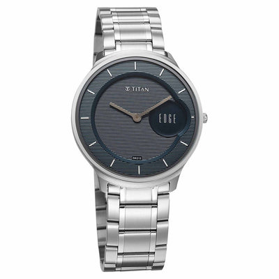 Titan Edge Murals Quartz Analog Blue Dial Stainless Steel Strap Watch For Men