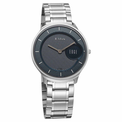 Titan Edge Murals Quartz Analog Blue Dial Stainless Steel Strap Watch For Men