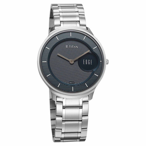 Titan Edge Murals Quartz Analog Blue Dial Stainless Steel Strap Watch For Men