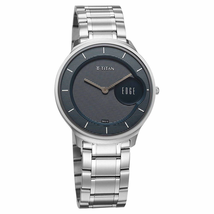 Titan Edge Murals Quartz Analog Blue Dial Stainless Steel Strap Watch For Men