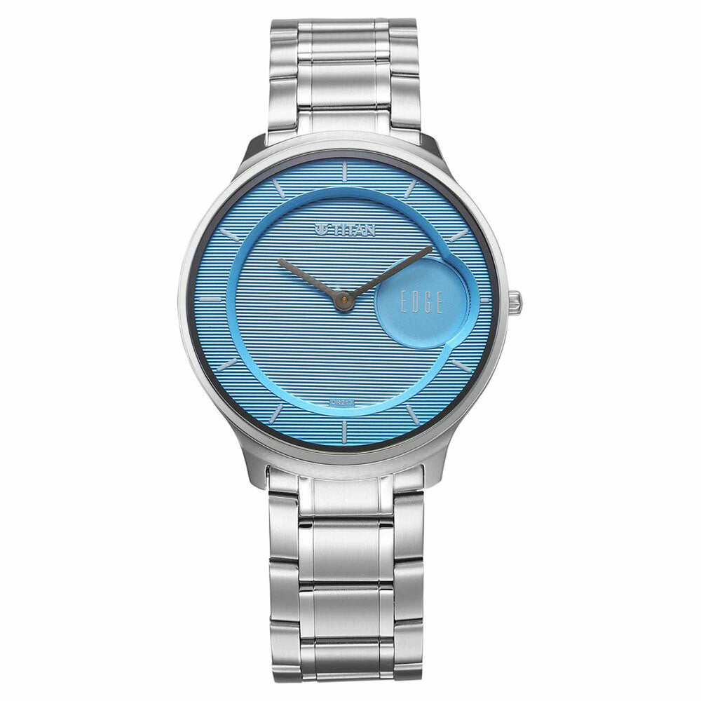 Titan Edge Murals Quartz Analog Blue Dial Stainless Steel Strap Watch For Men