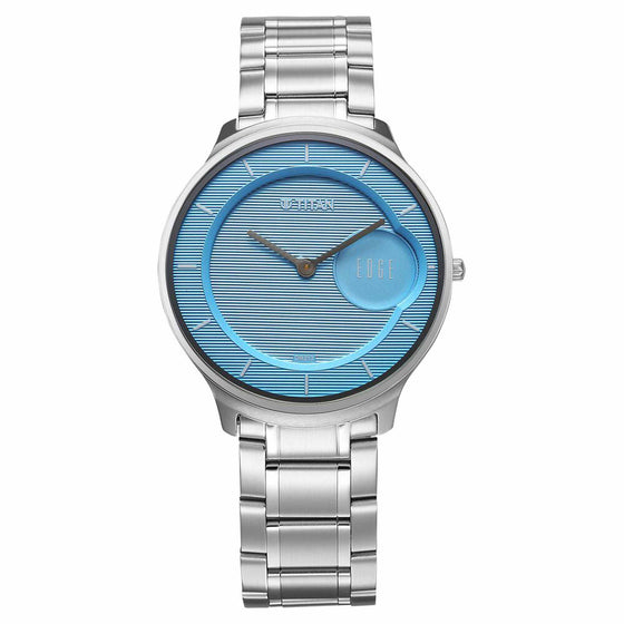 Titan Edge Murals Quartz Analog Blue Dial Stainless Steel Strap Watch For Men