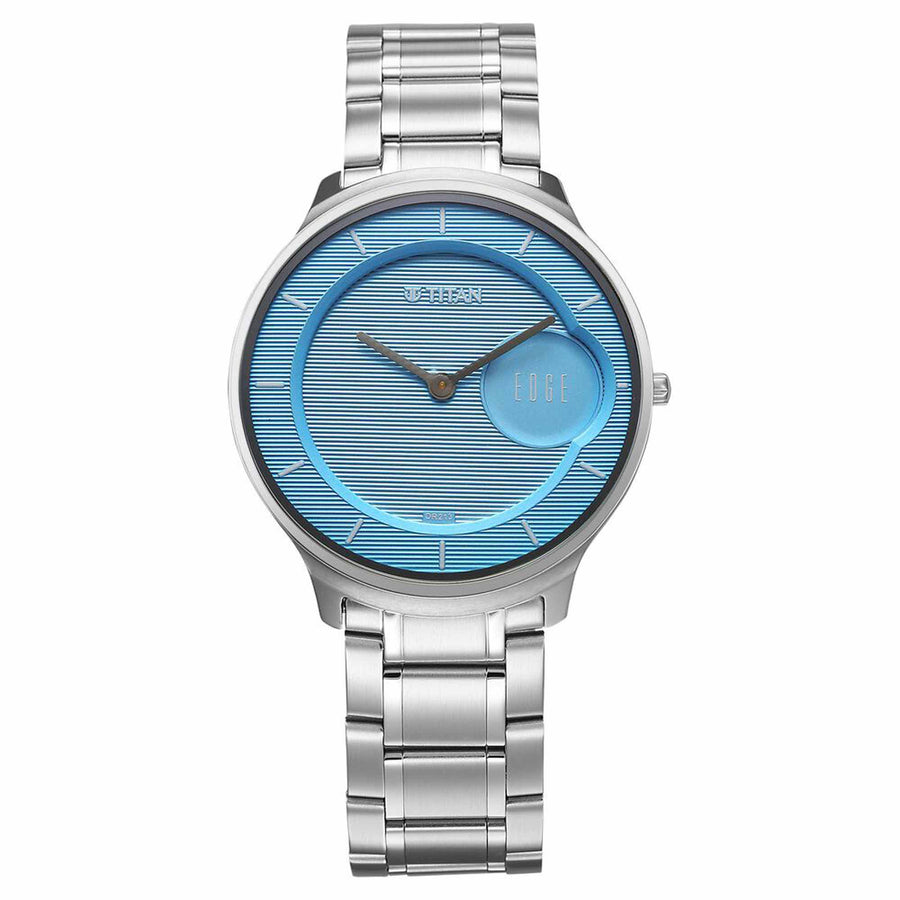 Titan Edge Murals Quartz Analog Blue Dial Stainless Steel Strap Watch For Men