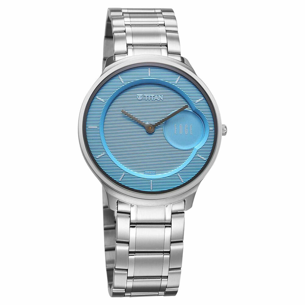 Titan Edge Murals Quartz Analog Blue Dial Stainless Steel Strap Watch For Men