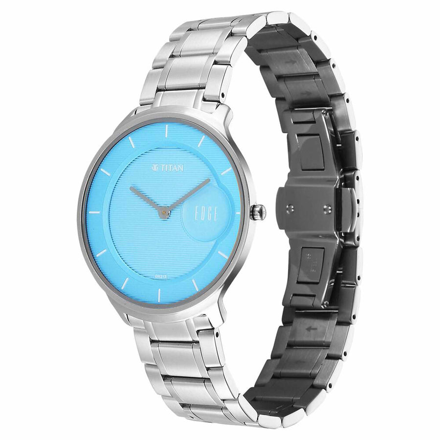 Titan Edge Murals Quartz Analog Blue Dial Stainless Steel Strap Watch For Men