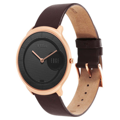 Titan Edge Black Dial Brown Leather Strap Analog Watch for Men