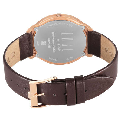 Titan Edge Black Dial Brown Leather Strap Analog Watch for Men