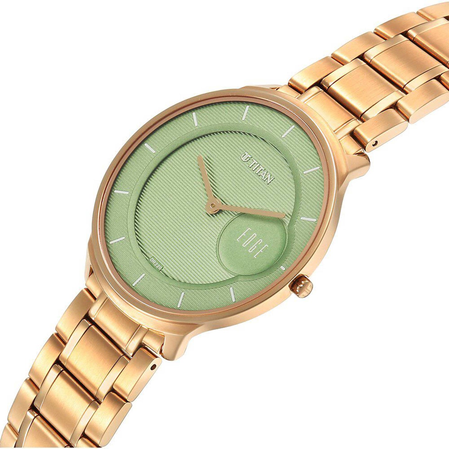 Titan Edge Murals Quartz Analog Green Dial Stainless Steel Strap Watch For Men