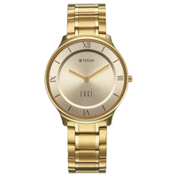 Titan Champagne Dial Gold Stainless Steel Strap Analog Watch for Men