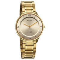Titan Champagne Dial Gold Stainless Steel Strap Analog Watch for Men