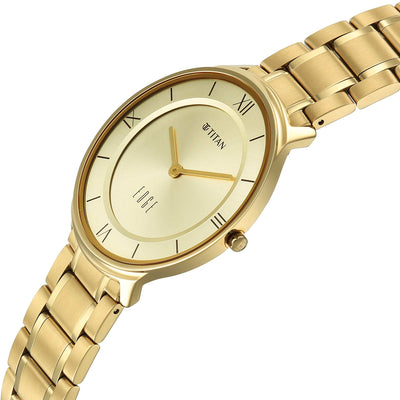 Titan Champagne Dial Gold Stainless Steel Strap Analog Watch for Men