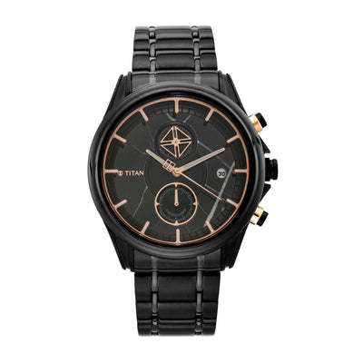 Titan Brown Dial Stainless Steel Strap Chronograph Quartz Watch for Men