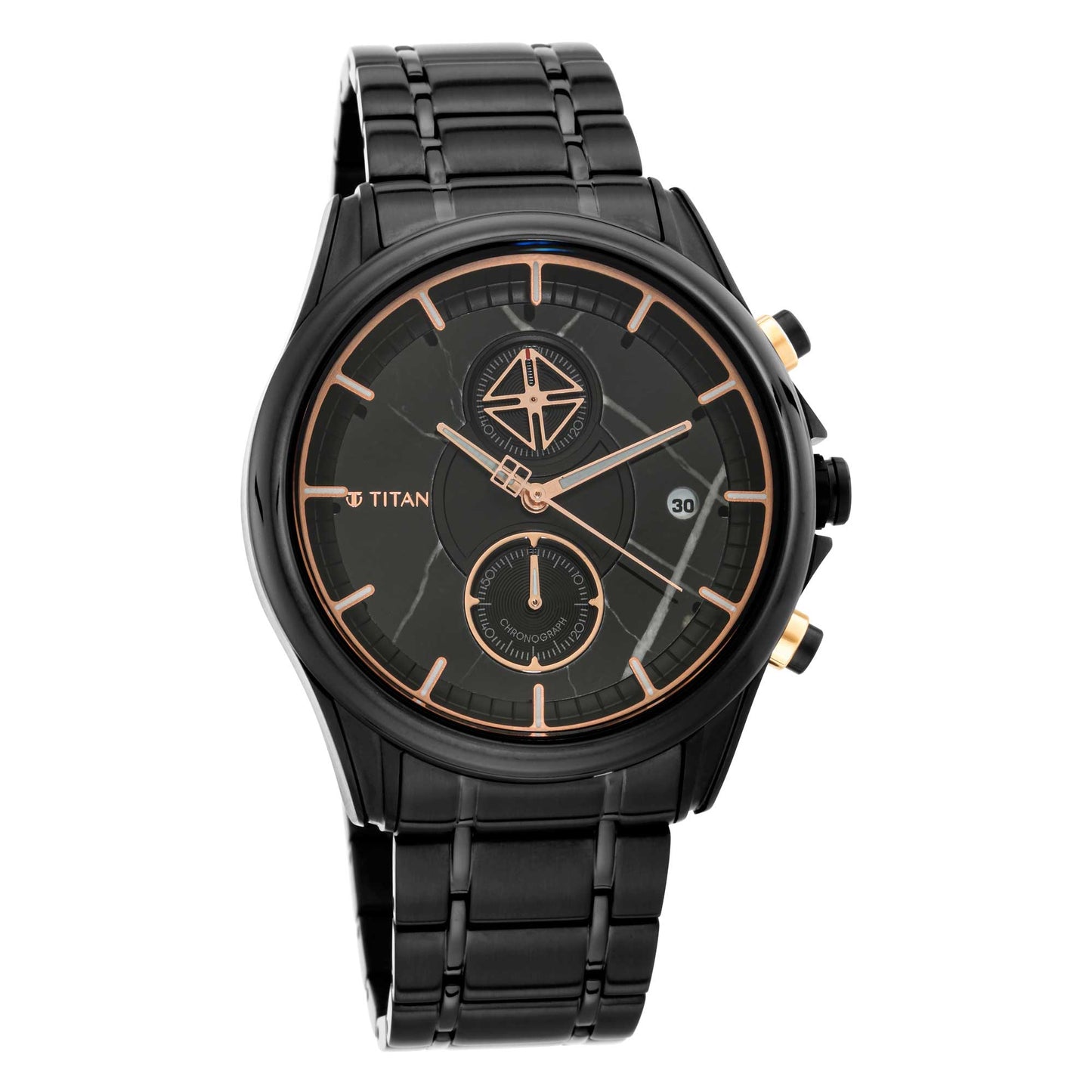 Titan Brown Dial Stainless Steel Strap Chronograph Quartz Watch for Men