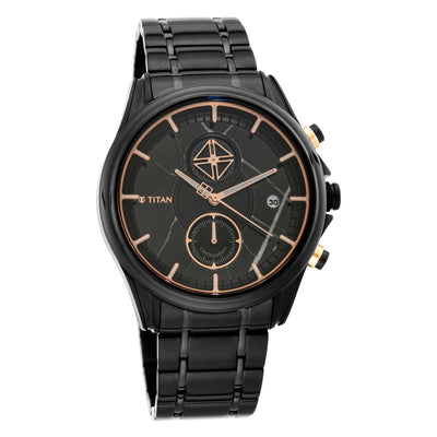Titan Brown Dial Stainless Steel Strap Chronograph Quartz Watch for Men