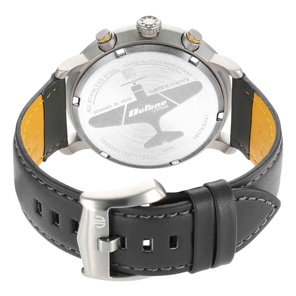 Titan Octane Aerobatics Anthracite Dial Chronograph Leather Strap Watch for Men