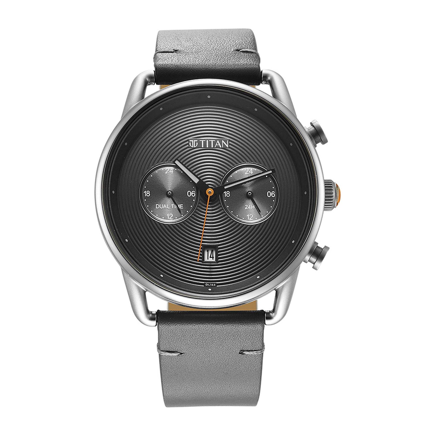 Titan Grey Dial Leather Strap Analog Quartz Watch for Men