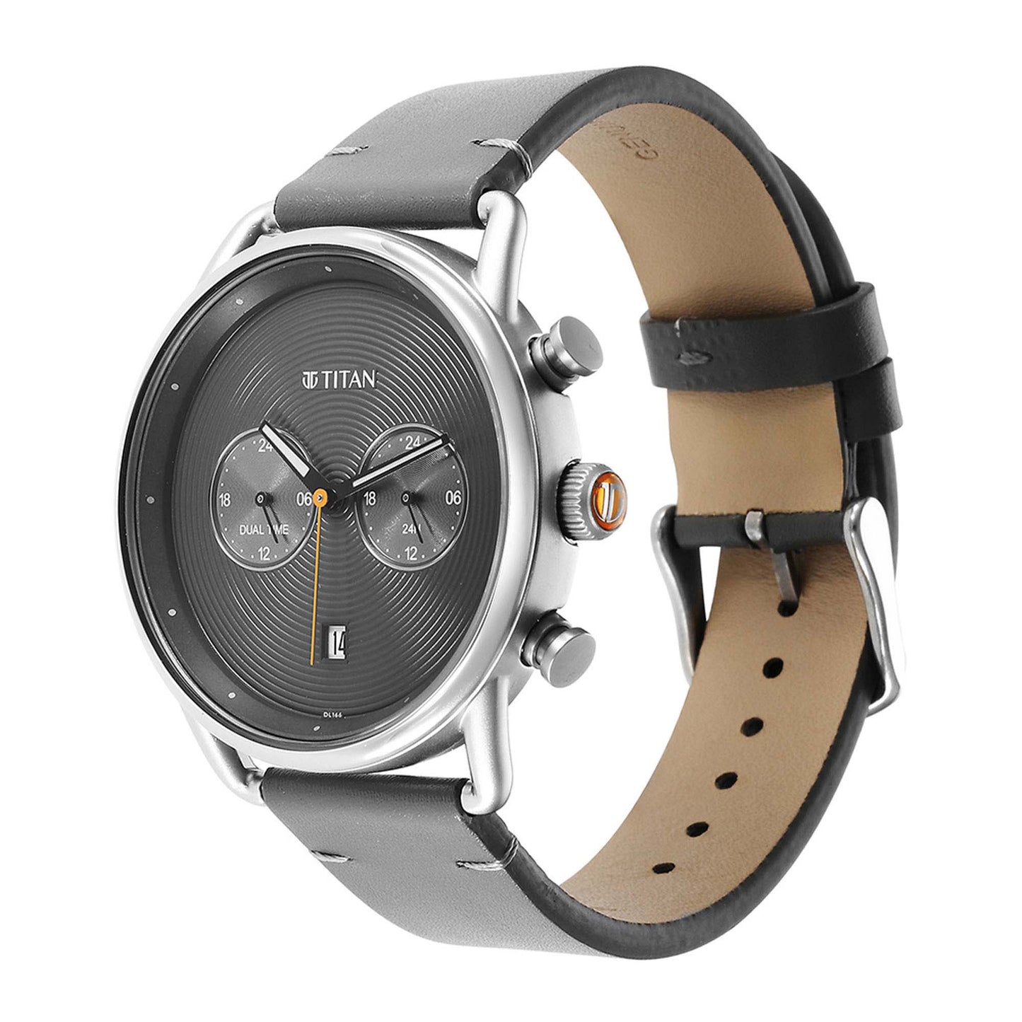 Titan Grey Dial Leather Strap Analog Quartz Watch for Men
