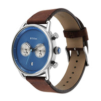 Titan Blue Dial Brown Leather Strap Analog Quartz Watch for Men